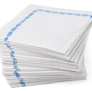 SERVILLETA 18X18 CM BLANCA CON GUARDA AZUL X CAJA